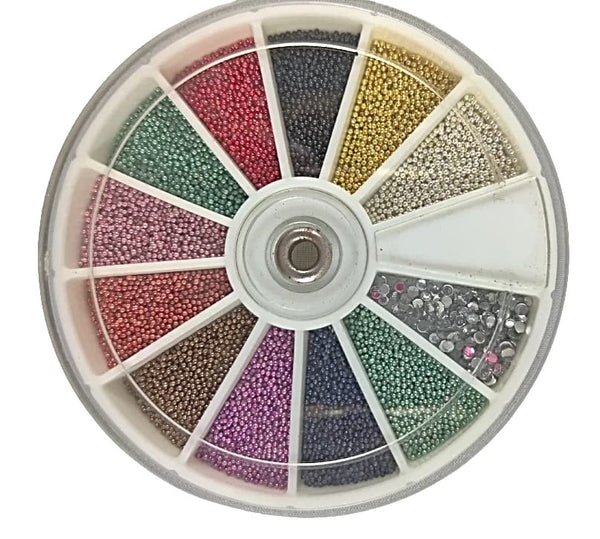 12-Color Nail Art Bead Wheel – 2400PCS Micro Beads for Nail Design, Resin, & Craft