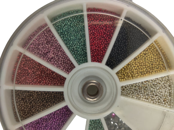 12-Color Nail Art Bead Wheel – 2400PCS Micro Beads for Nail Design, Resin, & Craft