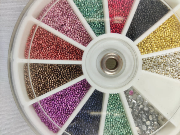 12-Color Nail Art Bead Wheel – 2400PCS Micro Beads for Nail Design, Resin, & Craft