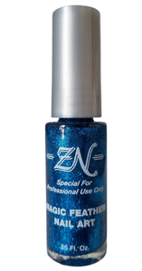 Magic Feather Nail Art - Blue Glitter - Tru-Form Nails & Cosmetics 
