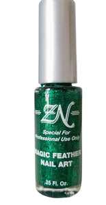 Magic Feather Nail Art - Green Glitter - Tru-Form Nails & Cosmetics 