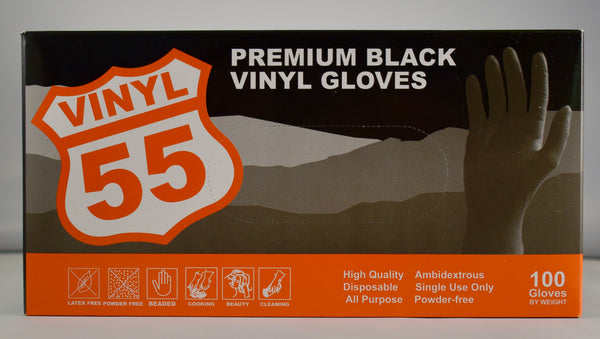 Premium Black Vinyl Gloves (Extra Large) - Tru-Form Nails & Cosmetics 