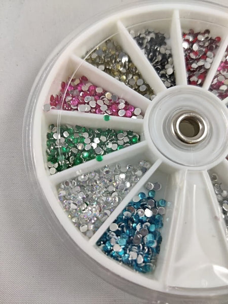 12 Color Rhinestone Nail Art Manicure Wheels