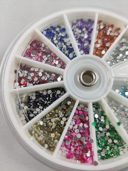 12 Color Rhinestone Nail Art Manicure Wheels
